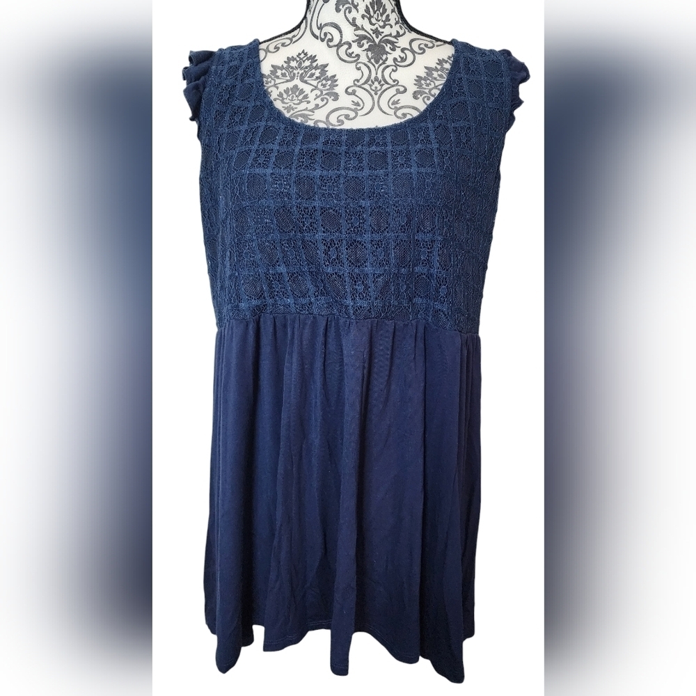 Elegant Navy Blue Lace Top
